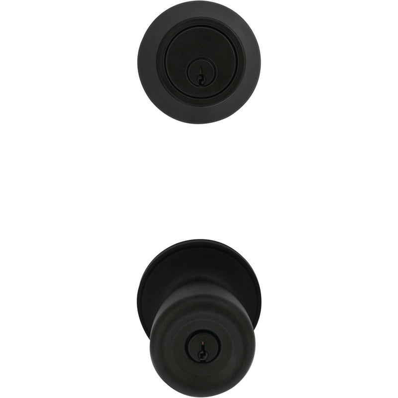 Steel Pro Matte Black Tulip Deadbolt & Door Knob Entry Combo (2-Pack)