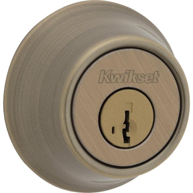 Kwikset 660 Single Cylinder Deadbolt with SmartKey, Polished Antique Brass