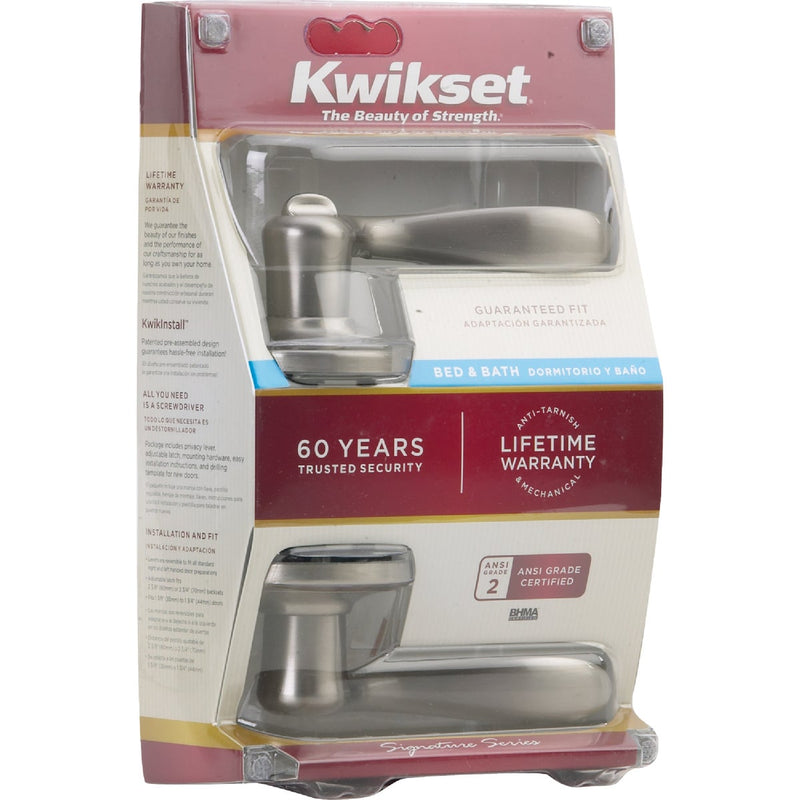 Kwikset Signature Series Satin Nickel Tustin Privacy Door Lever