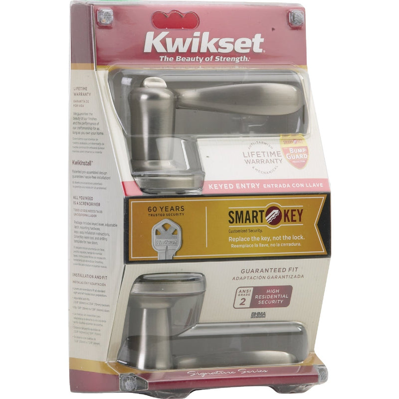 Kwikset Signature Series Satin Nickel Tustin Entry Door Lever with Smartkey