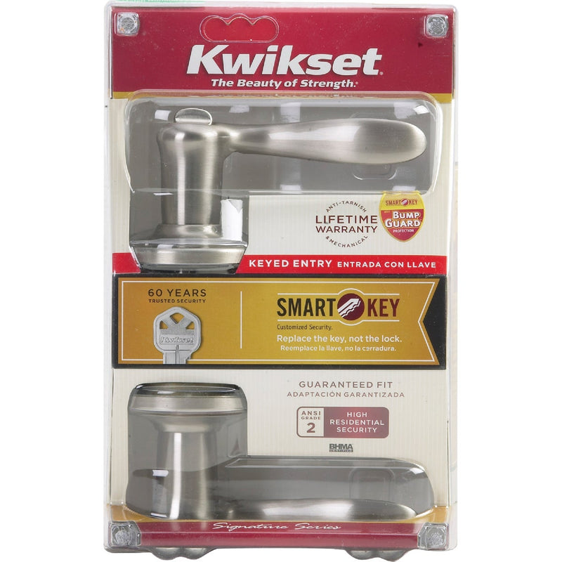 Kwikset Signature Series Satin Nickel Tustin Entry Door Lever with Smartkey