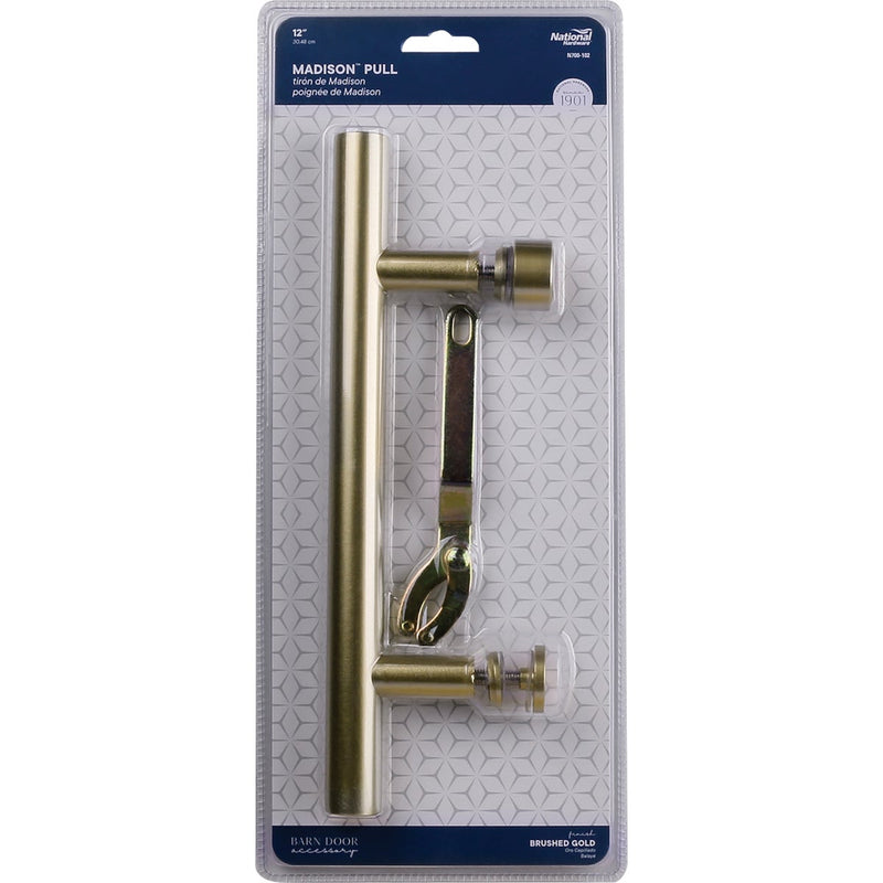 National V1001 12 In. Brushed Gold Madison Interior Barn Door Pull