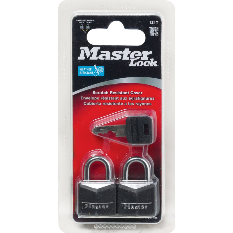 Master Lock 3/4 In. W. Black Covered Keyed Alike Padlock (2-Pack)