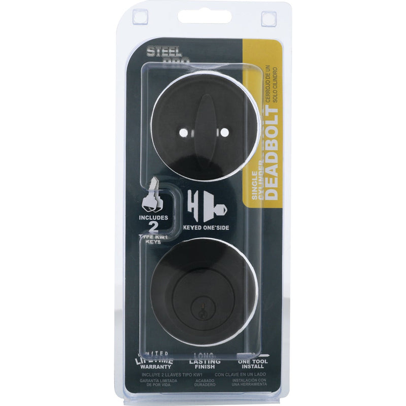 Steel Pro Matte Black Single Cylinder Deadbolt