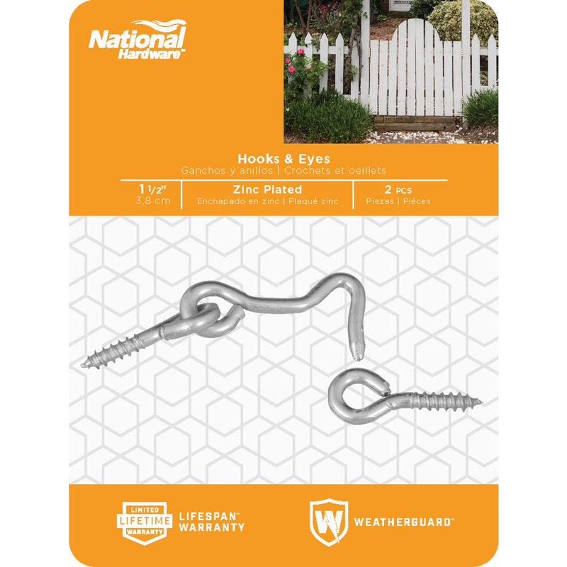 National 1-1/2 In. Steel Hook & Eye Bolt (2 Ct.)