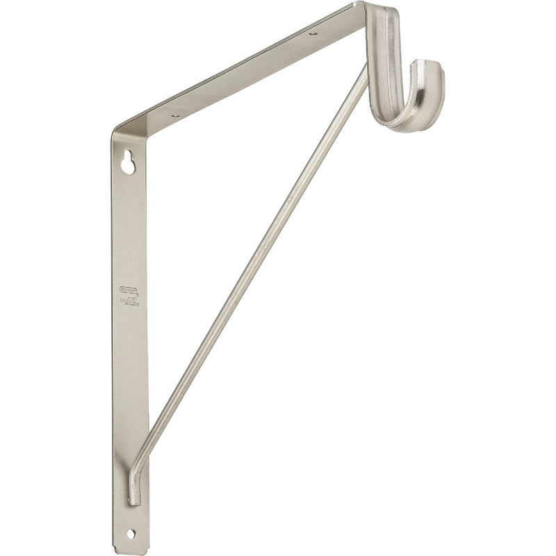 Stanley Home Designs 12-5/8 In. H. x 11 In. D. Shelf & Rod Bracket, Satin Nickel