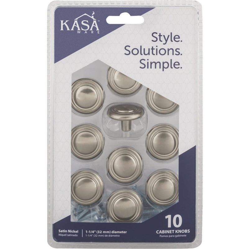 KasaWare 1-1/4 In. Dia. Satin Nickel Cabinet Knob (10-Pack)