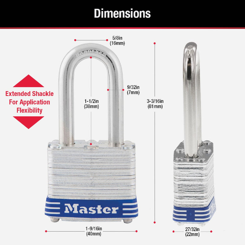 Master Lock 1-9/16 In. Wide 4-Pin Tumbler Keyed Padlock