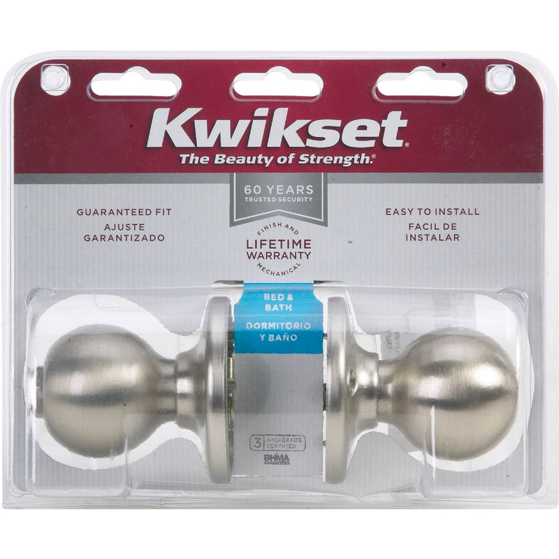 Kwikset Polo Satin Nickel Bed & Bath Door Knob