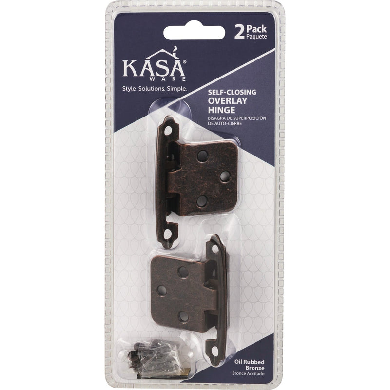 KasaWare Oil Rubbed Bronze Self-Closing Overlay Hinge (2-Pack)