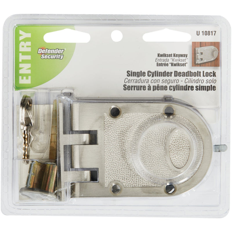 Defender Security Satin Nickel Jimmy-Resistant Single Cylinder Deadlock