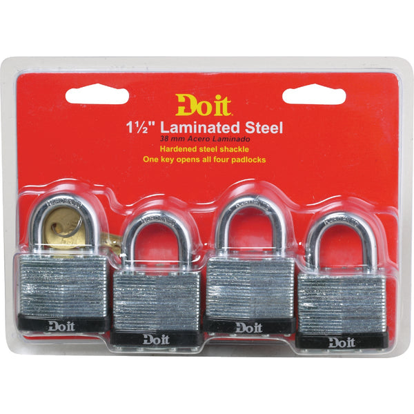 Do it 1-1/2 In. W. Laminated Steel Padlock (4-Pack)