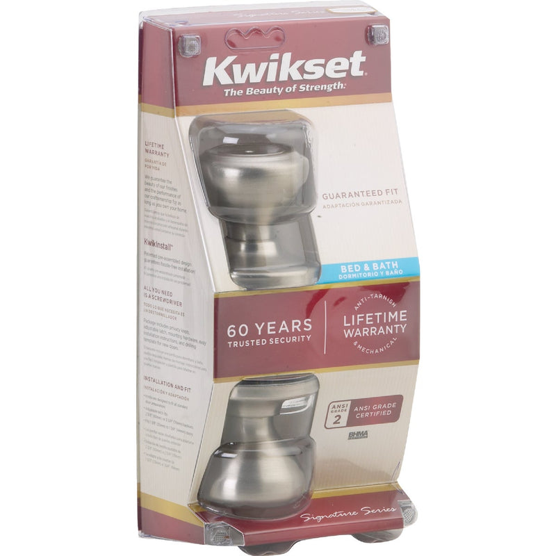 Kwikset Signature Series Satin Nickel Bed & Bath Door Knob