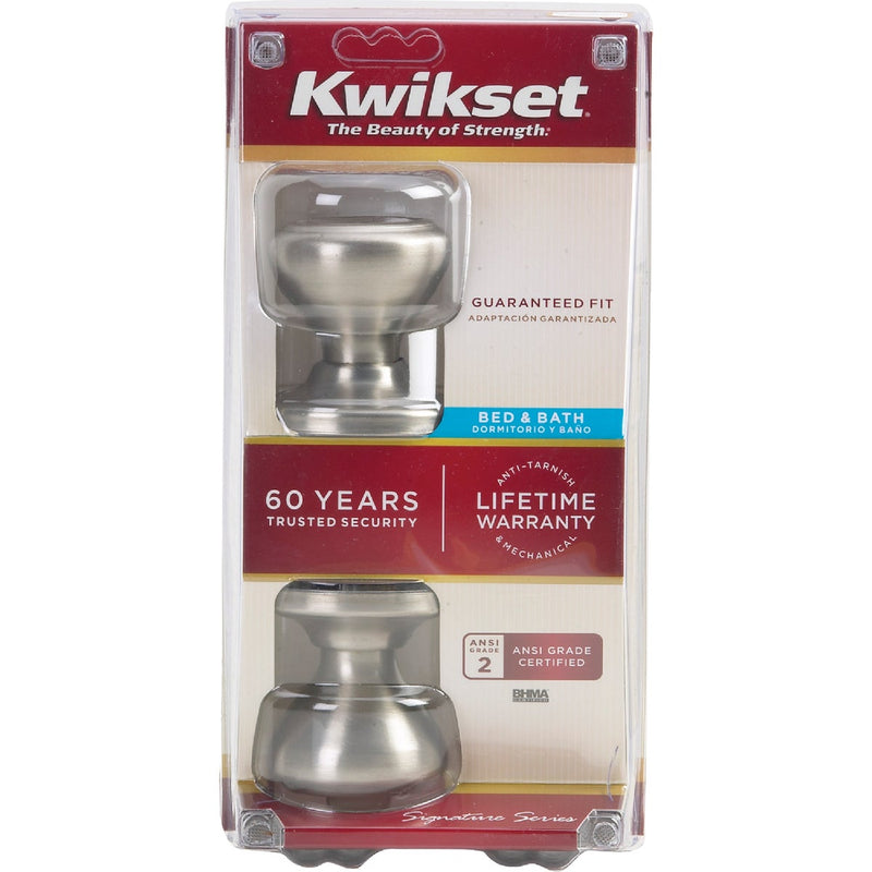 Kwikset Signature Series Satin Nickel Bed & Bath Door Knob