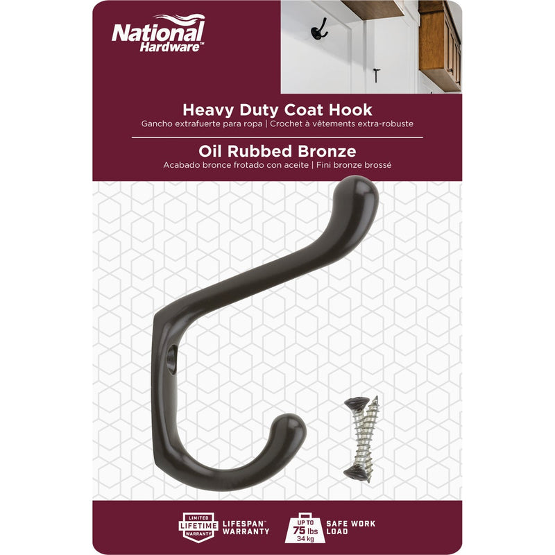 National Heavy-Duty Oil Rub Bronze Coat and Hat Wardrobe Hook