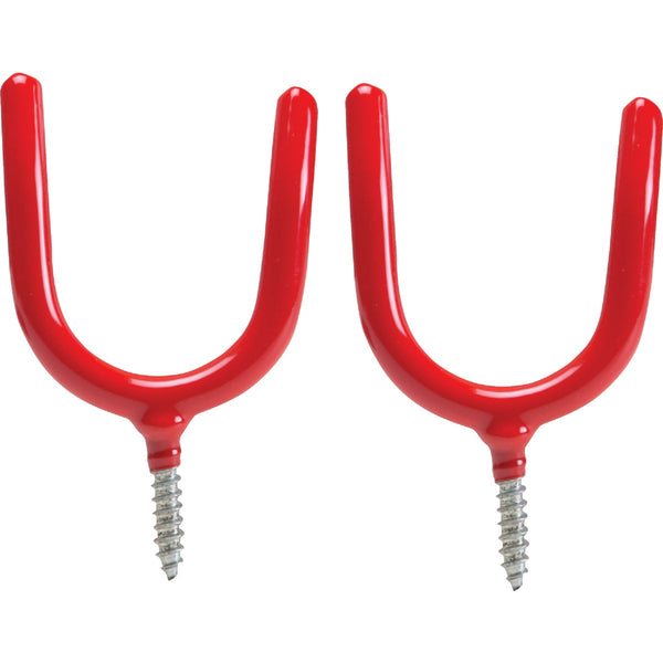 Screw-In Vinyl Coated Red Storage Hook (2-Pack)