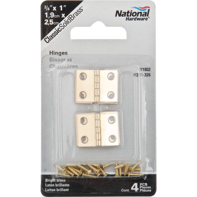 National 3/4 In. x 1 In. Brass Medium Decorative Hinge (2-Pack)