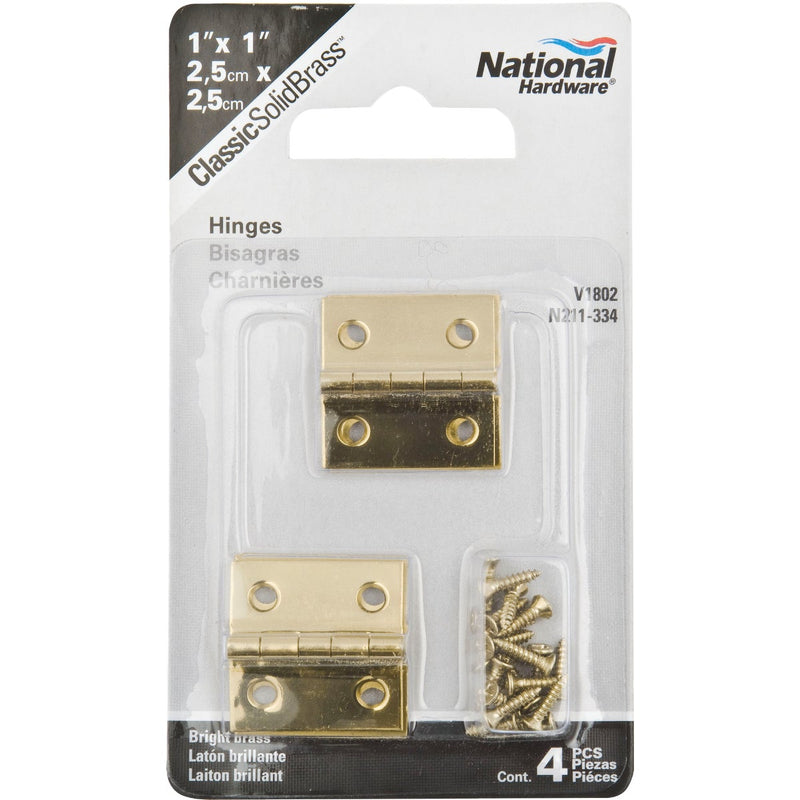 National 1 In. x 1 In. Brass Medium Decorative Hinge (4-Pack)