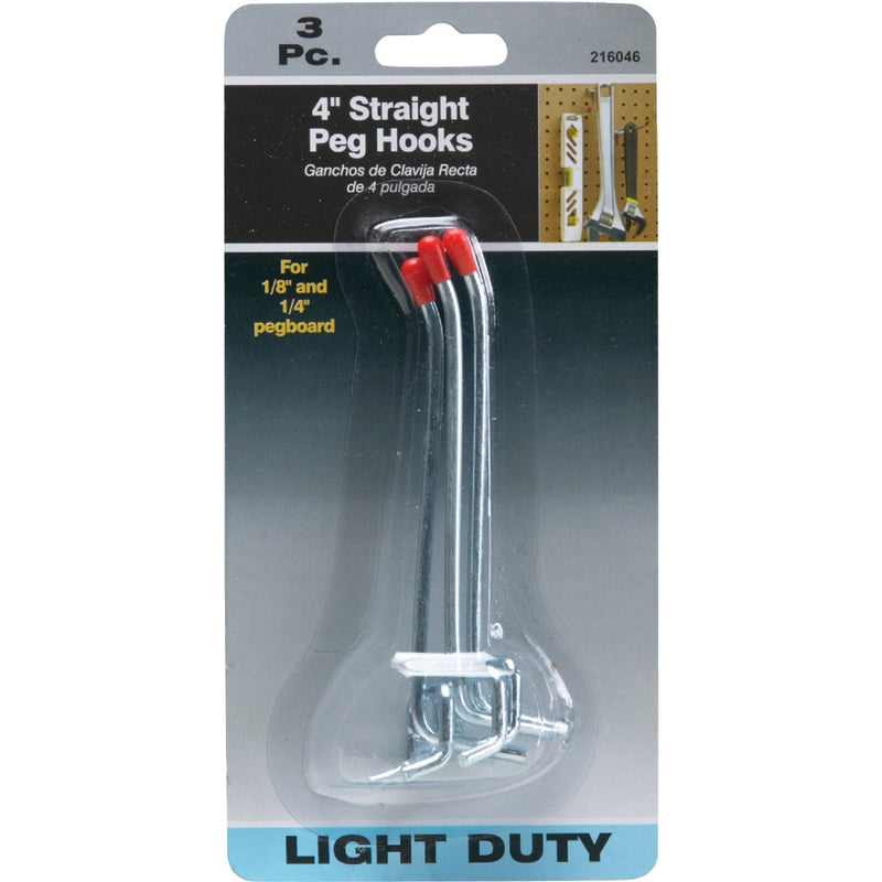 4 In. Light Duty Safety Tip Straight Pegboard Hook (3-Count)