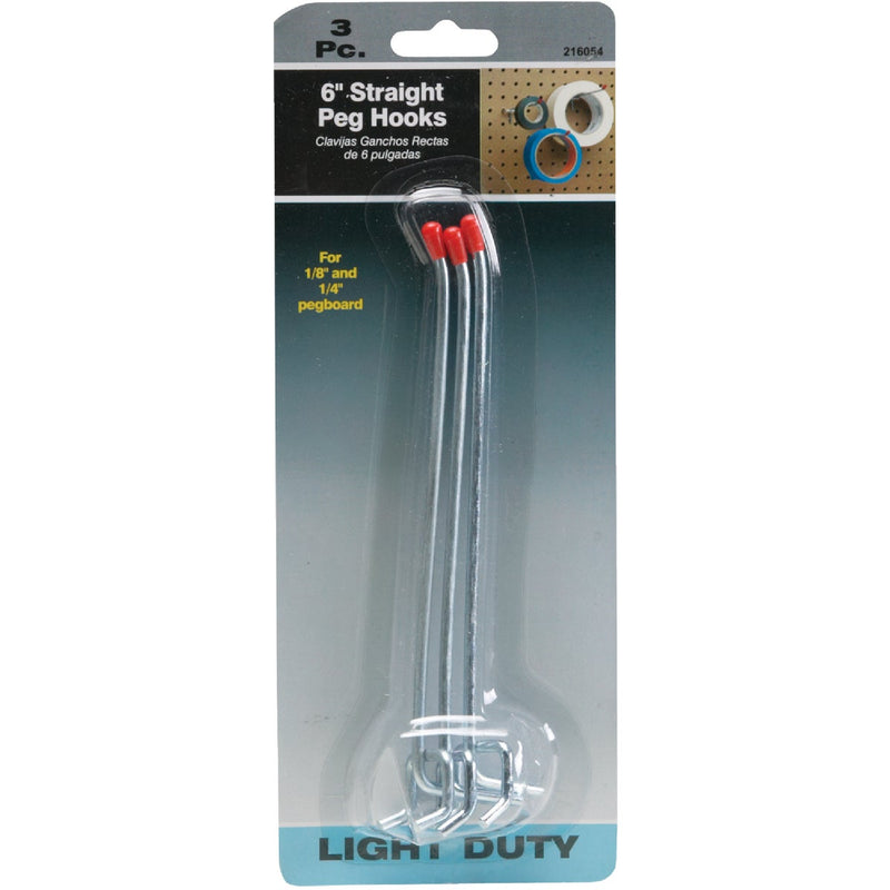 6 In. Light Duty Safety Tip Straight Pegboard Hook (3-Count)