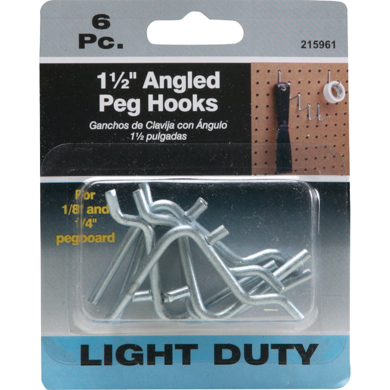 1-1/2 In. Angled Pegboard Hook (6-Count)