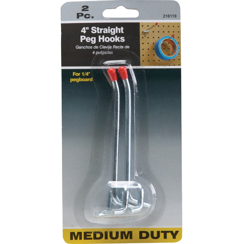 4 In. Medium Duty Safety Tip Straight Pegboard Hook (2-Count)