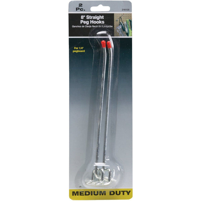 8 In. Medium Duty Safety Tip Straight Pegboard Hook (2-Count)