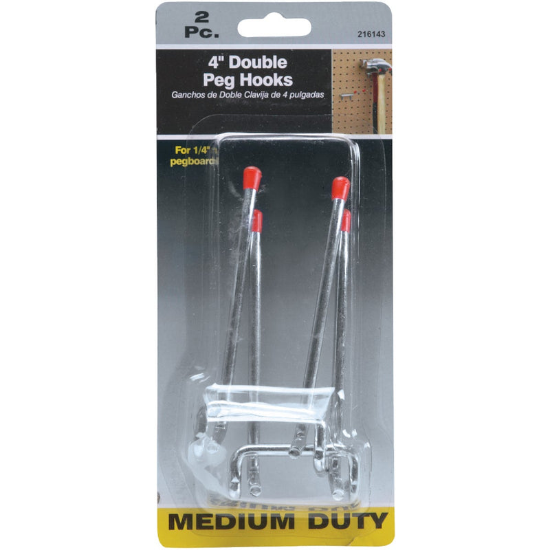 4 In. Double Arm Safety Tip Straight Pegboard Hook (2-Count)