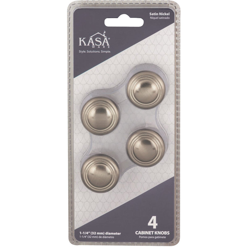 KasaWare 1-1/4 In. Dia. Satin Nickel Cabinet Knob (4-Pack)