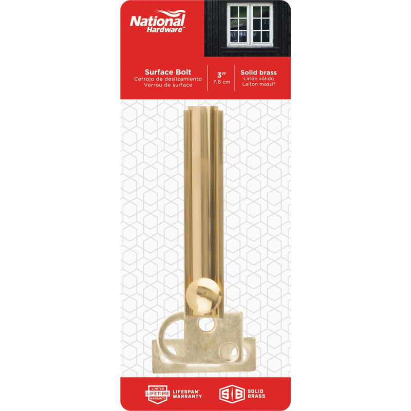 National Gallery Series 3 In. Polished Brass Door Surface Bolt