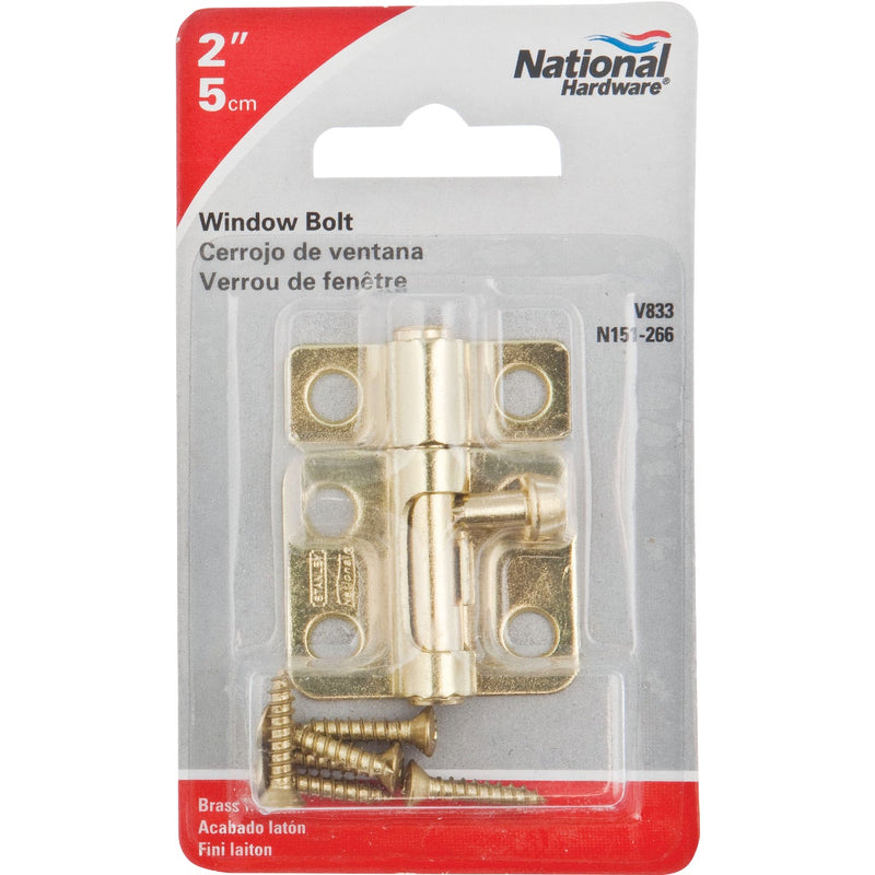 National 2 In. Satin Brass Cellar Window Barrel Bolt