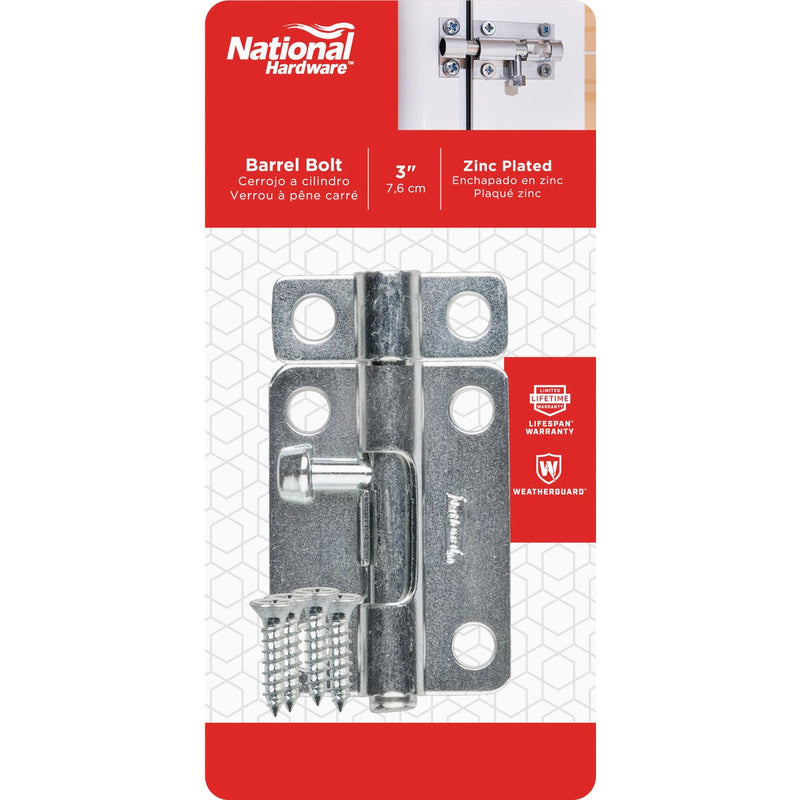 National 3 In. Zinc Steel Door Barrel Bolt