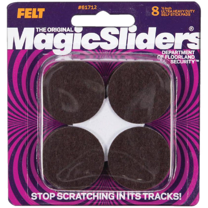 Magic Sliders 1-1/2 In. Round Brown Self-Adhesive Ultra Heavy-Duty Furniture Pad (8-Pack)