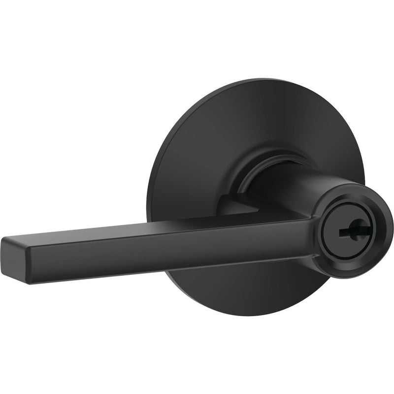 Schlage Latitude Matte Black Keyed Entry Door Lever