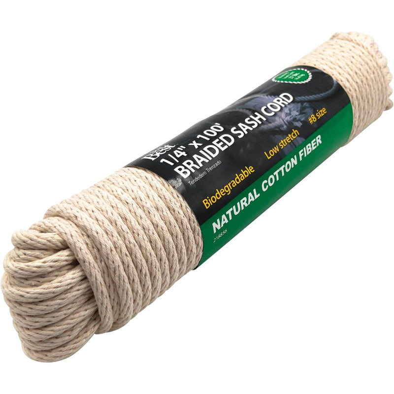 Do it Best 1/4 In. x 100 Ft. White Solid Braided Cotton Sash Cord