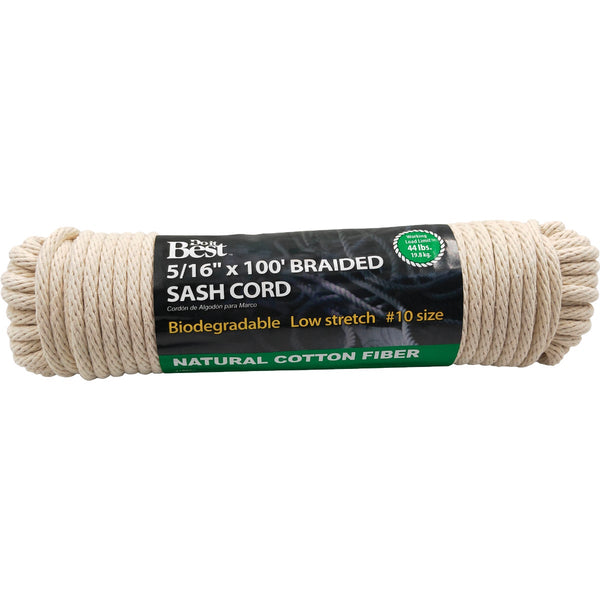 Do it Best 5/16 In. x 100 Ft. White Solid Braided Cotton Sash Cord