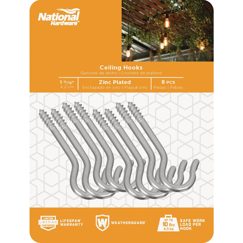 National 1-11/16 In. Zinc Finish Ceiling Hook (8-Pack)