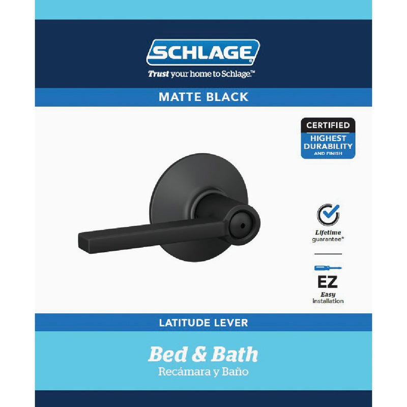 Schlage Latitude Matte Black Privacy Door Lever