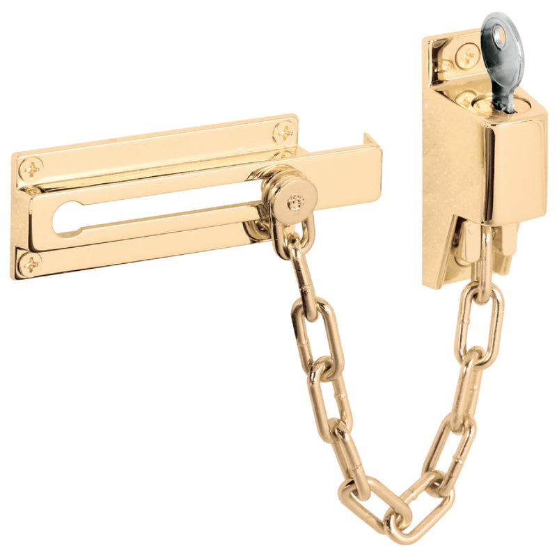 Defender Security Polished Brass Keyed Chain Door Lock