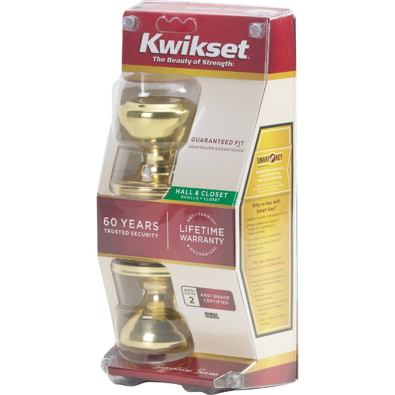 Kwikset Signature Series Polished Brass Hall & Closet Door Knob