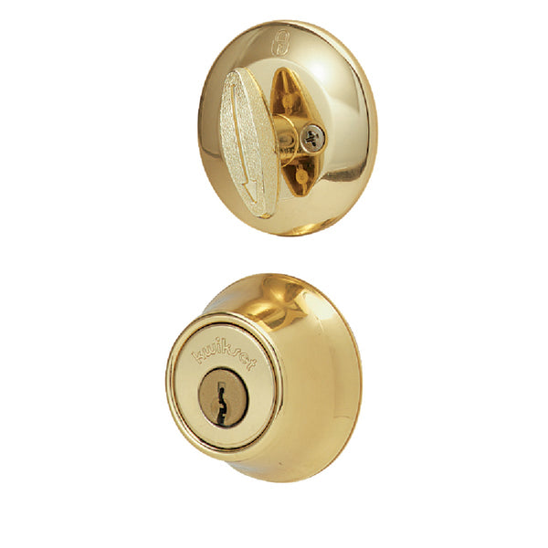 Kwikset Polished Brass Adjustable Latch Single Cylinder Deadbolt