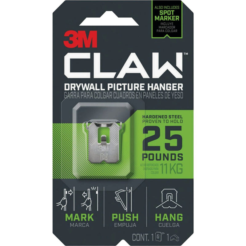 3M Claw 25 Lb. Drywall Picture Hanger with Temporary Spot Marker, 1 Hanger, 1 Marker