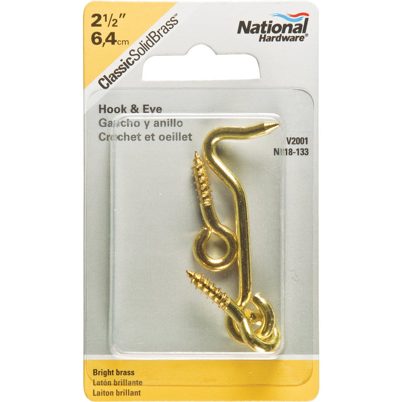 National Solid Brass 2-1/2 In. Hook & Eye Bolt