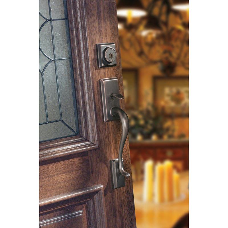 Kwikset Signature Series Hawthorne Venetian Bronze Entry Door Handleset with Smartkey