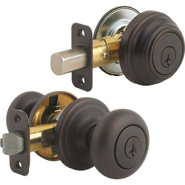 Kwikset Signature Series Juno Venetian Bronze Deadbolt and Door Knob Combo