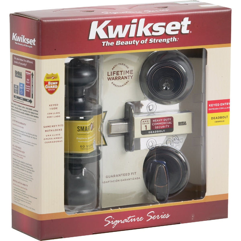 Kwikset Signature Series Juno Venetian Bronze Deadbolt and Door Knob Combo