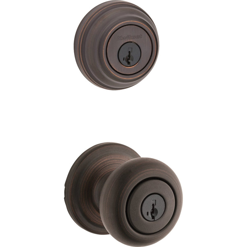 Kwikset Signature Series Juno Venetian Bronze Deadbolt and Door Knob Combo