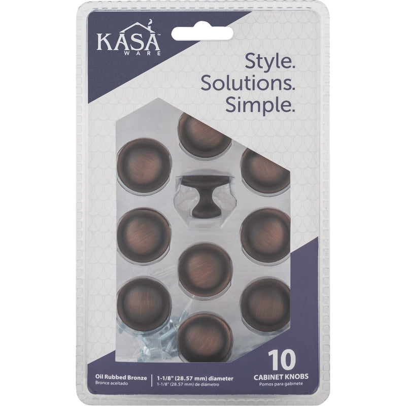 KasaWare 1-1/8 In. Diameter Brushed Oil Rubbed Bronze Cabinet Knob (10-Pack)