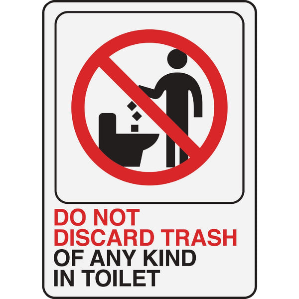 Hy-Ko Do Not Discard Trash In Toilet Sign