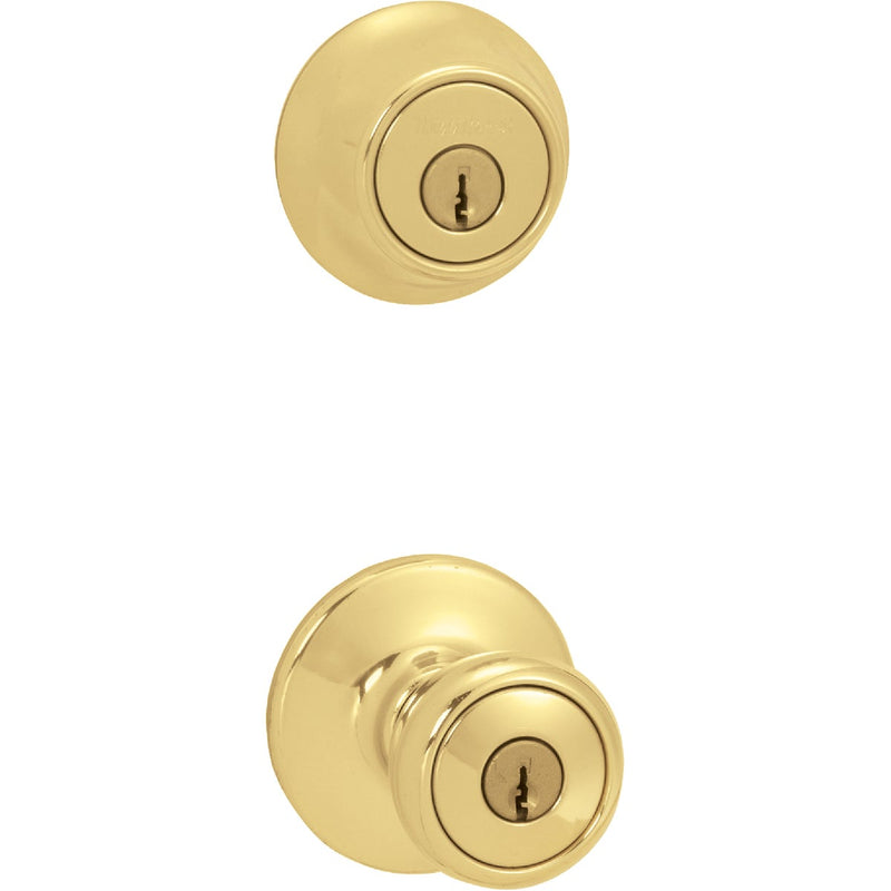 Kwikset Polished Brass Deadbolt and Door Knob Combo